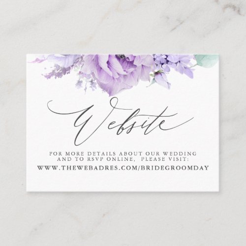 Dusty Purple Floral Wedding Website Card