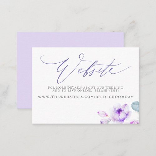 Dusty Purple Floral Wedding Website Card