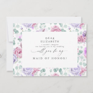 Dusty Purple Floral Will You Be My Bridesmaid Invi Invitation