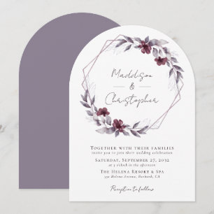 Dusty Purple Floral Wreath Wedding Invitation