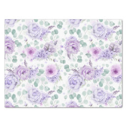 Dusty Purple Flowers Botanical Pattern Tissue Paper