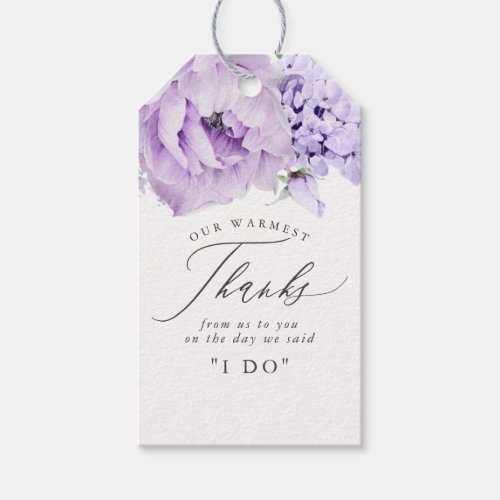 Dusty Purple Flowers Elegant Thank You Gift Tags