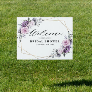 Dusty Purple Geometric Bridal Shower Welcome Sign