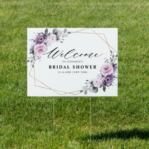 Dusty Purple Geometric Bridal Shower Welcome Sign