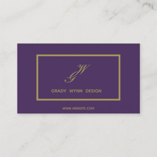 dusty purple gold monogram logo business card