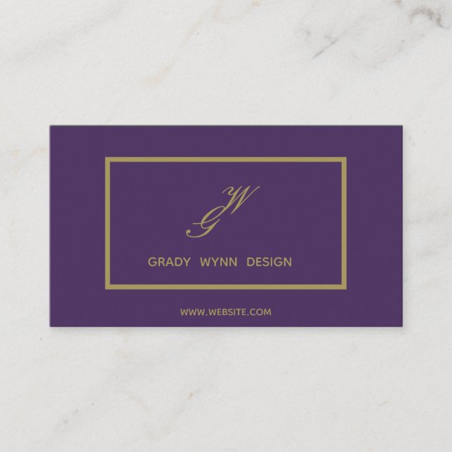 dusty purple gold monogram logo business card (Front)