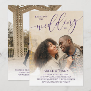 Dusty Purple Join Us Photo Double Sided Wedding Invitation
