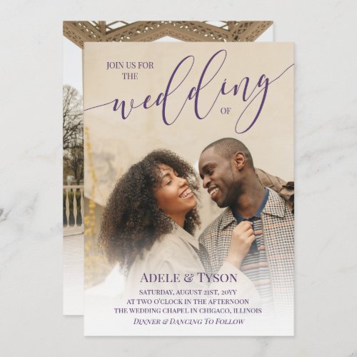 Dusty Purple Join Us Photo Double Sided Wedding Invitation