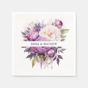 Dusty Purple Lavender Floral Boho wedding Napkins