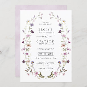 Dusty Purple Lavender Wildflower Garden Wedding Invitation