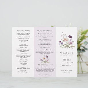 Dusty Purple Lavender Wildflower Wedding Program