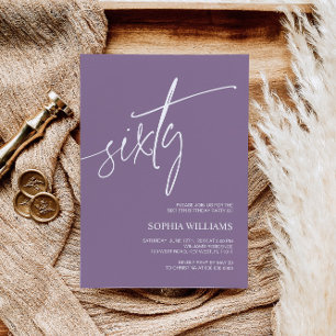 Dusty Purple Minimalist 60th Birthday Invitation