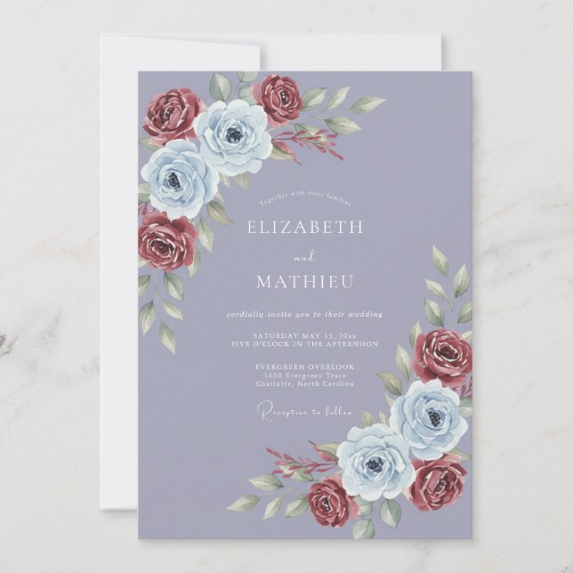 Dusty Purple Moody Winter Wedding Invitation (Front)