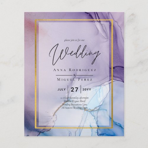 Dusty Purple Navy Blue Gold INK Wedding INVITE Flyer