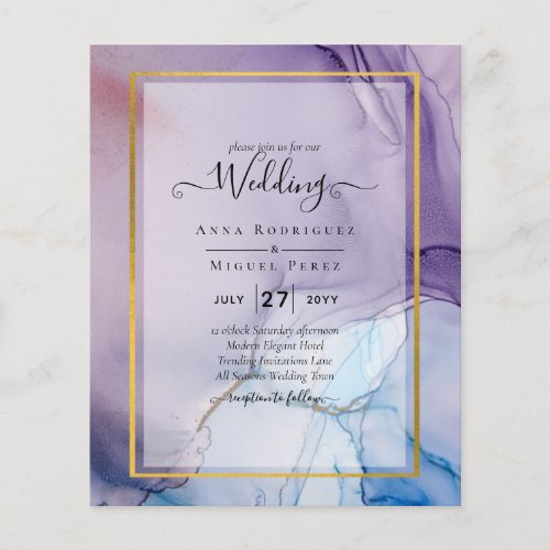 Dusty Purple Navy Blue Gold INK Wedding INVITE Flyer