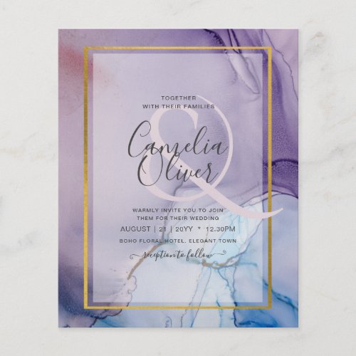 Dusty Purple Navy Blue Gold INK Wedding INVITE Flyer
