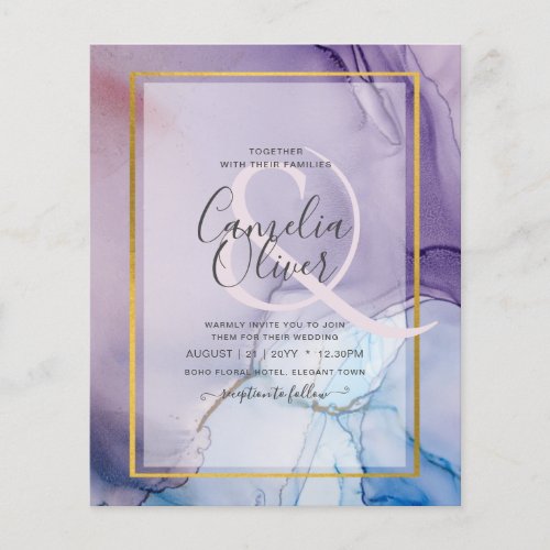Dusty Purple Navy Blue Gold INK Wedding INVITE Flyer