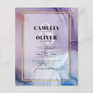 Dusty Purple Navy Blue Gold INK Wedding INVITE Flyer