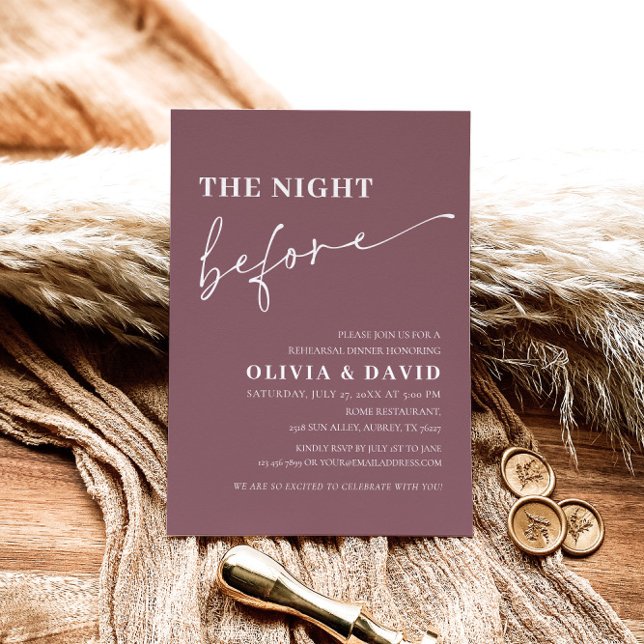 Dusty Purple Night Before Rehearsal Dinner Invite (Creator Uploaded)