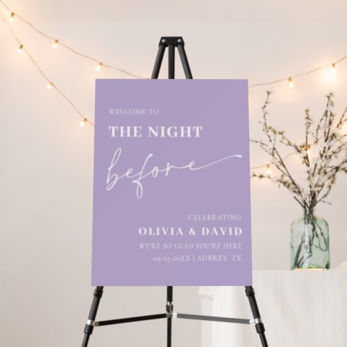 Dusty Purple Night Before Rehearsal Dinner Sign