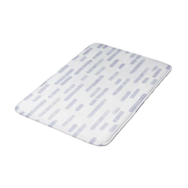 Dusty Purple on White Rounded Lines Pattern Bath Mat (Angled)