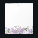 Dusty Purple Peonies and Roses Personalized Notepad<br><div class="desc">Purple floral theme note pads. It features watercolor floral garland of purple flowers and roses. Personalize by adding names,  date or a short phrase. This purple floral note pad will be perfect as a personalized gift.</div>