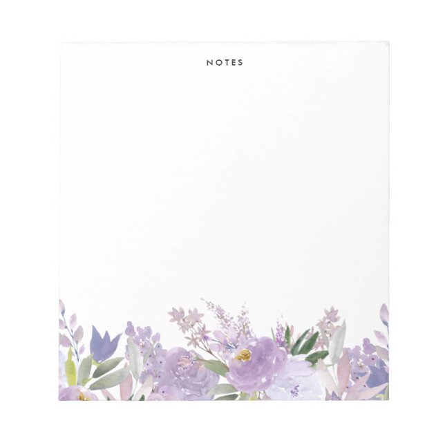 Dusty Purple Peonies and Roses Personalized Notepad (Front)