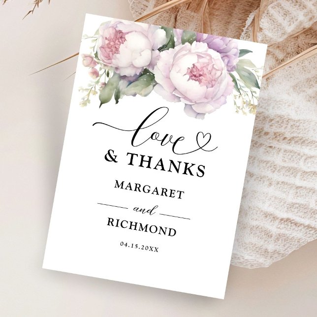 Dusty Purple Peony Floral Wedding Thank You  (Creator Uploaded)