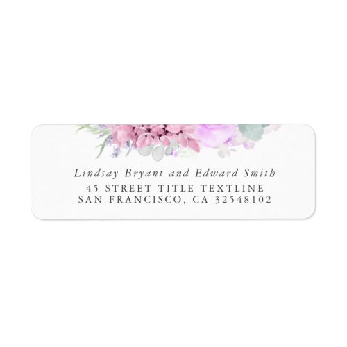 Dusty Purple Pink Floral Wedding Label