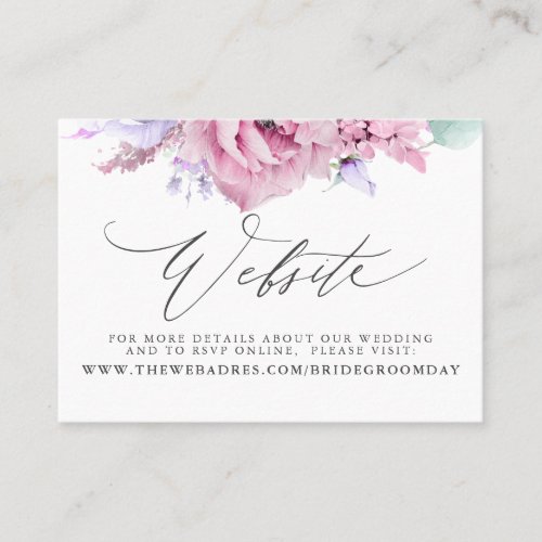 Dusty Purple Pink Floral Wedding Website Card