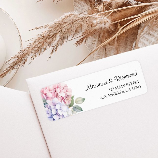 Dusty Purple & Pink Hydrangea Wedding  Address Label (Creator Uploaded)