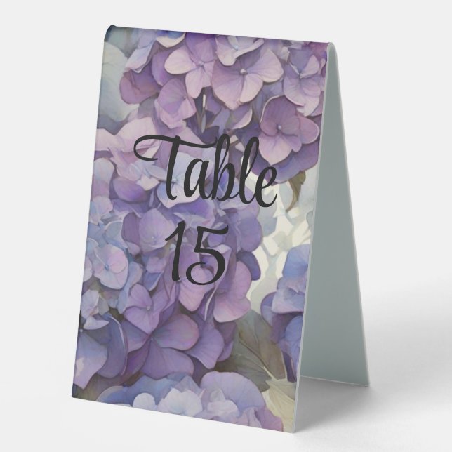 Dusty Purple pink hydrangeas Table Tent (Front)
