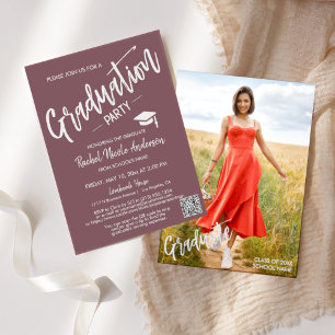 Dusty Purple QR Code Graduation Invitation