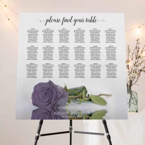 Dusty Purple Rose 18 Table Wedding Seating Chart Foam Board