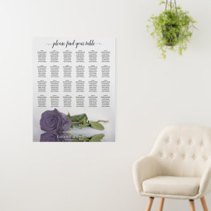 Dusty Purple Rose 24 Table Wedding Seating Chart Foam Board
