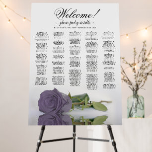 Dusty Purple Rose Alphabetic Seating Chart Welcome Foam Board