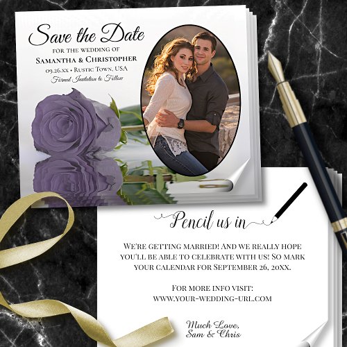 Dusty Purple Rose BUDGET Photo Save The Date Flyer