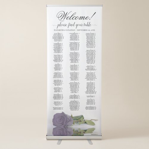 Dusty Purple Rose Chic Alphabetical Seating Chart Retractable Banner