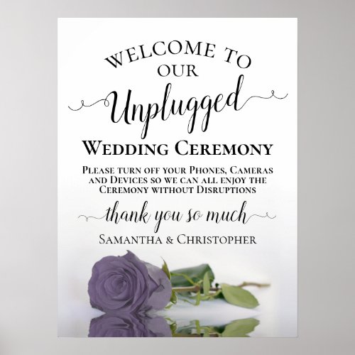 Dusty Purple Rose Chic Unplugged Wedding Ceremony Poster