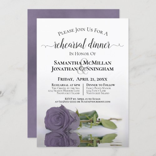 Dusty Purple Rose Classy Wedding Rehearsal Dinner Invitation