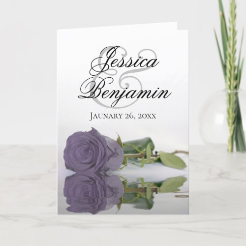 Dusty Purple Rose Elegant Romantic Photo Wedding Invitation