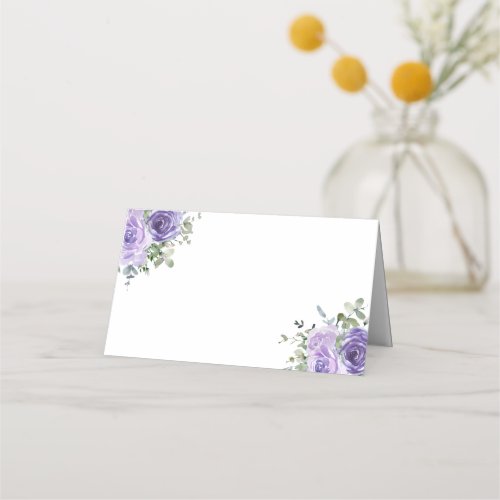Dusty Purple Rose Eucalyptus Botanical Floral Place Card