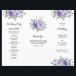 Dusty Purple Rose Eucalyptus Order of Service<br><div class="desc">These wedding programs feature a modern watercolor botanical design with dusty purple roses,  flowers and eucalyptus foliage. You will need to fold them along the lines. Personalize with your text. Matching products available.</div>