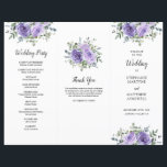 Dusty Purple Rose Eucalyptus Order of Service<br><div class="desc">These wedding programs feature a modern watercolor botanical design with dusty purple roses,  flowers and eucalyptus foliage. You will need to fold them along the lines. Personalize with your text. Matching products available.</div>