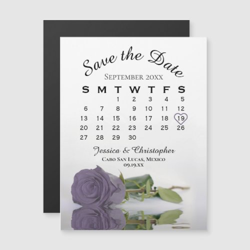 Dusty Purple Rose Save the Date Calendar Magnet