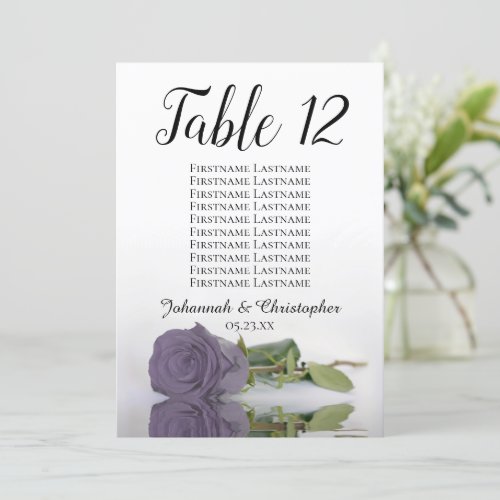 Dusty Purple Rose Table Seating Chart Large