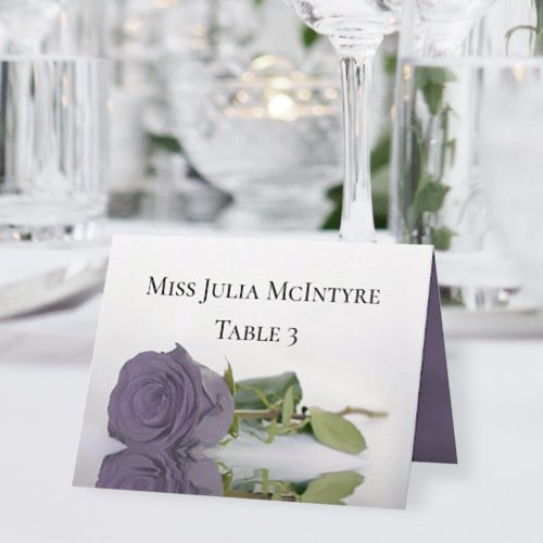 Dusty Purple Rose Wedding DIY Fold Place Card