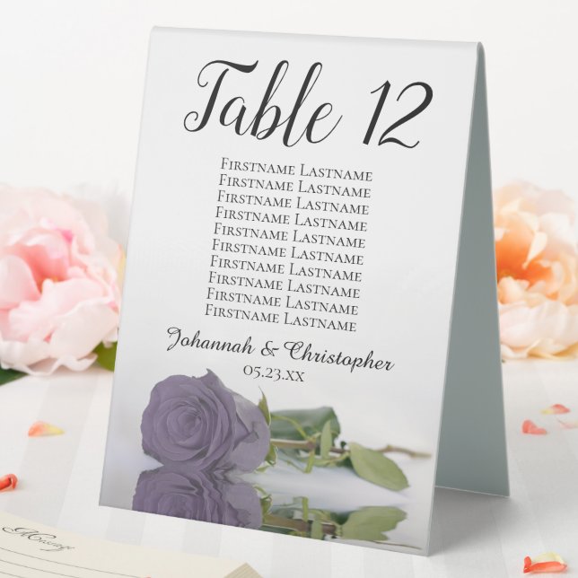 Dusty Purple Rose Wedding Number Seating Chart Table Tent (In SItu (Wedding))