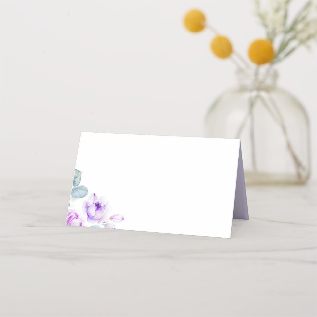 Dusty Purple Rose Wedding Place Card (Front)