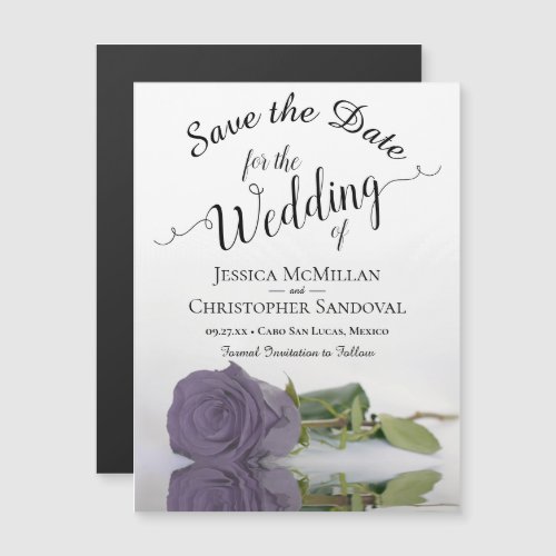 Dusty Purple Rose Wedding Save the Date Magnet